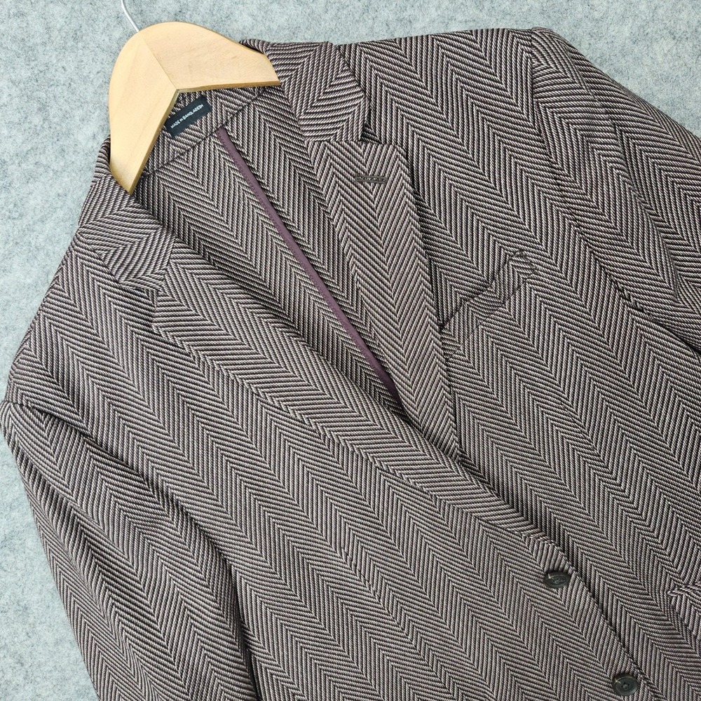 NEW JF J Ferrar Blazer Men's Burgundy 38/40R Slim Fit Herringbone Sport Coat NWT